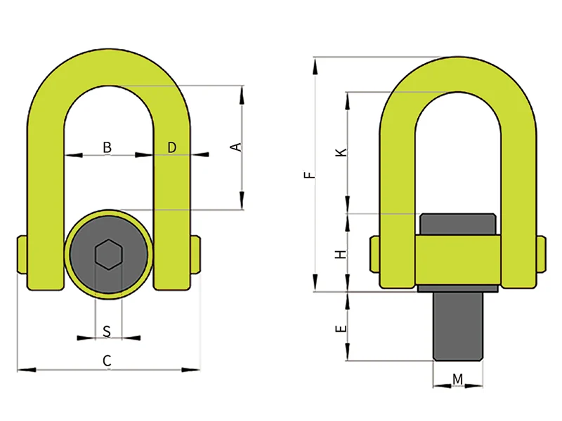 Cáncamo giratorio con argolla tipo U (0.5-50t)