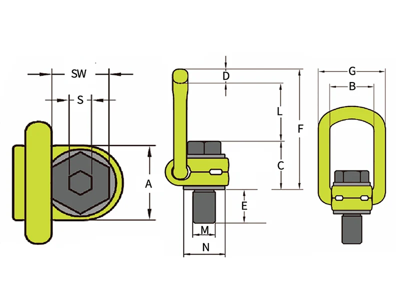 Cáncamo de elevación de carga lateral (0.3-22.5t)